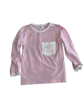 Busy Bee Smocks Girls Pink Long Sleeve Pocket Shirt Monogram B Size 5 Boutique